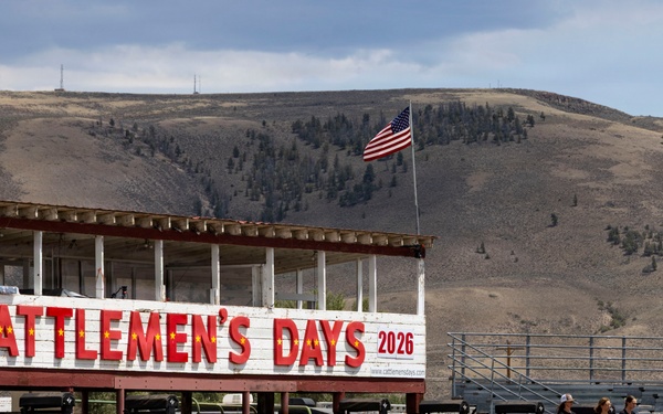 The Marine Corps Mounted Color Guard presents the colors during Gunnison Cattlemen’s Days