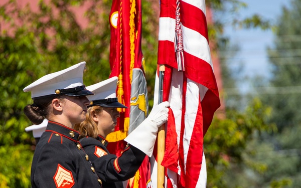The Marine Corps Mounted Color Guard presents the colors during Gunnison Cattlemen’s Days