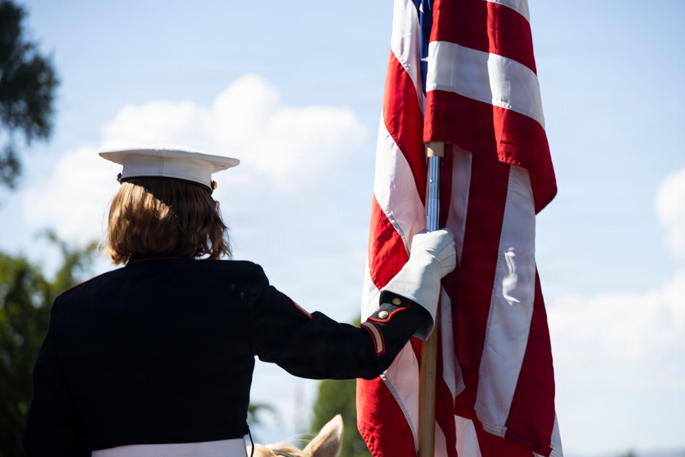 The Marine Corps Mounted Color Guard presents the colors during Gunnison Cattlemen’s Days