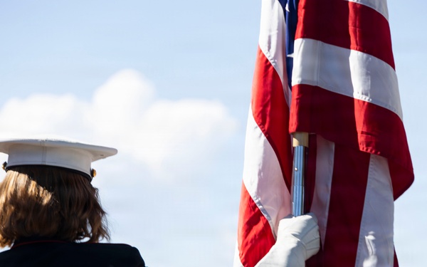 The Marine Corps Mounted Color Guard presents the colors during Gunnison Cattlemen’s Days