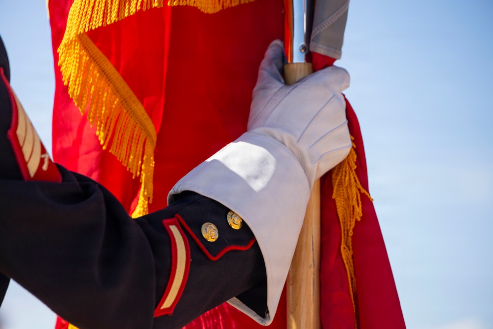 The Marine Corps Mounted Color Guard presents the colors during Gunnison Cattlemen’s Days