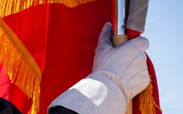 The Marine Corps Mounted Color Guard presents the colors during Gunnison Cattlemen’s Days