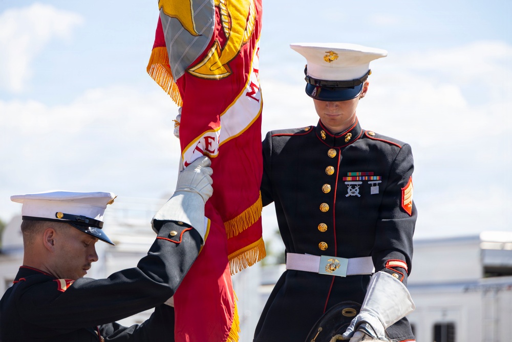 The Marine Corps Mounted Color Guard presents the colors during Gunnison Cattlemen’s Days