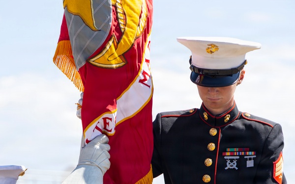 The Marine Corps Mounted Color Guard presents the colors during Gunnison Cattlemen’s Days