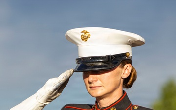 The Marine Corps Mounted Color Guard presents the colors during Gunnison Cattlemen’s Days
