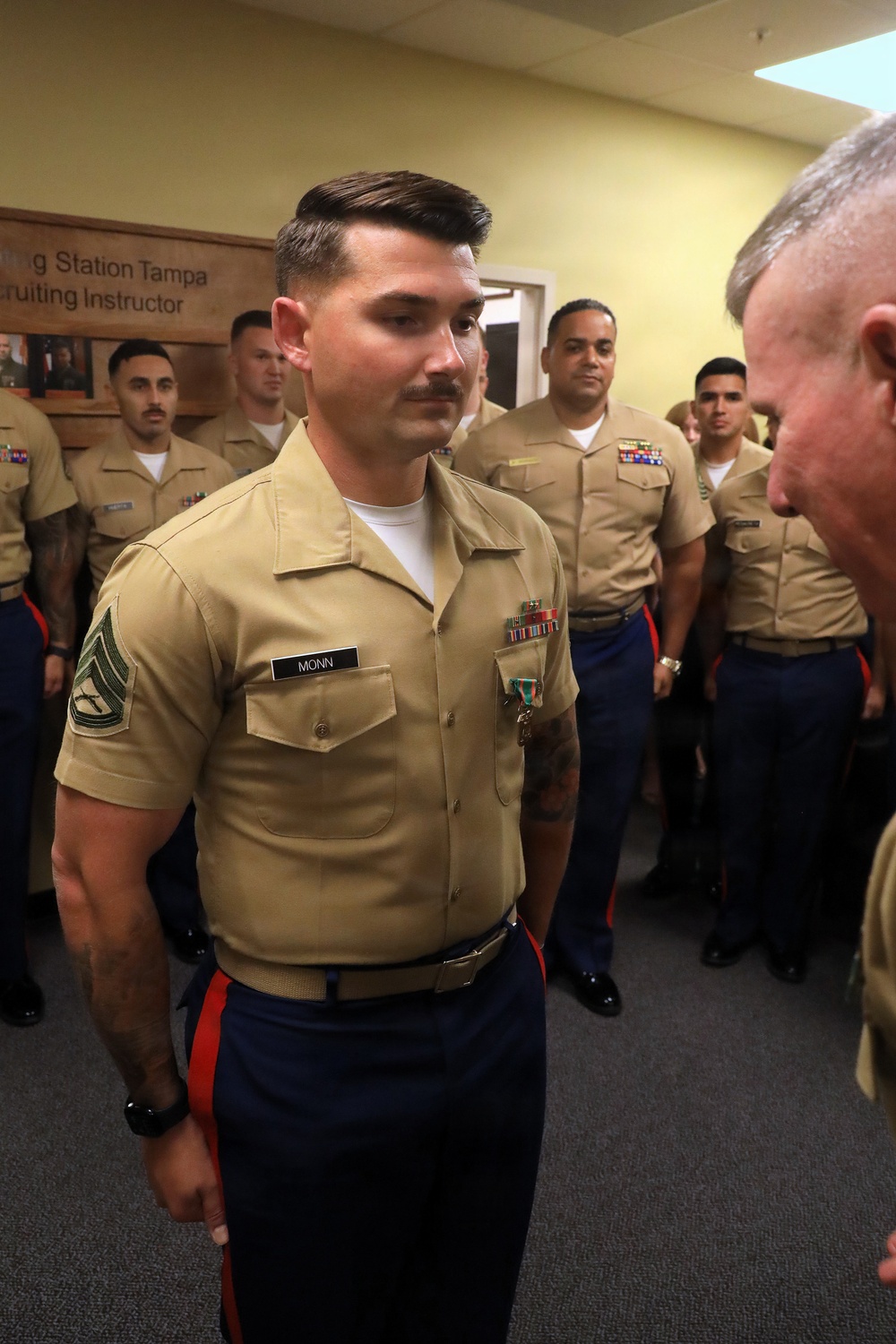 CMC Visits RS Tampa, Awards Navy and Marine Corps Achievement Medal to Tampa Recruiter Staff Sgt. Monn