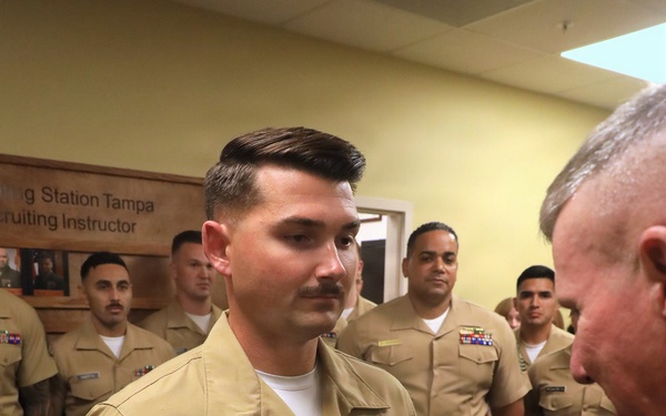 CMC Visits RS Tampa, Awards Navy and Marine Corps Achievement Medal to Tampa Recruiter Staff Sgt. Monn