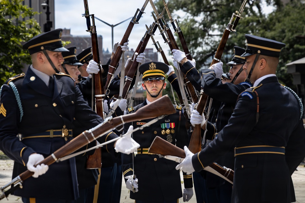 U.S. Army Drill Team Performs at New York CIty Hall during Sail250