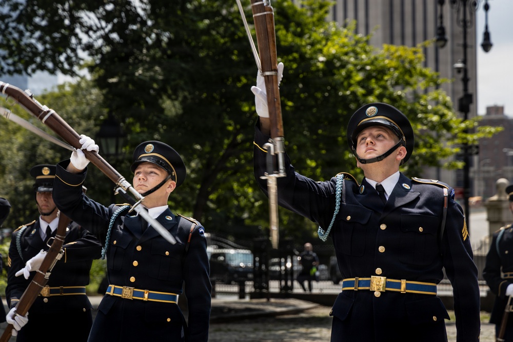 U.S. Army Drill Team Performs at New York CIty Hall during Sail250
