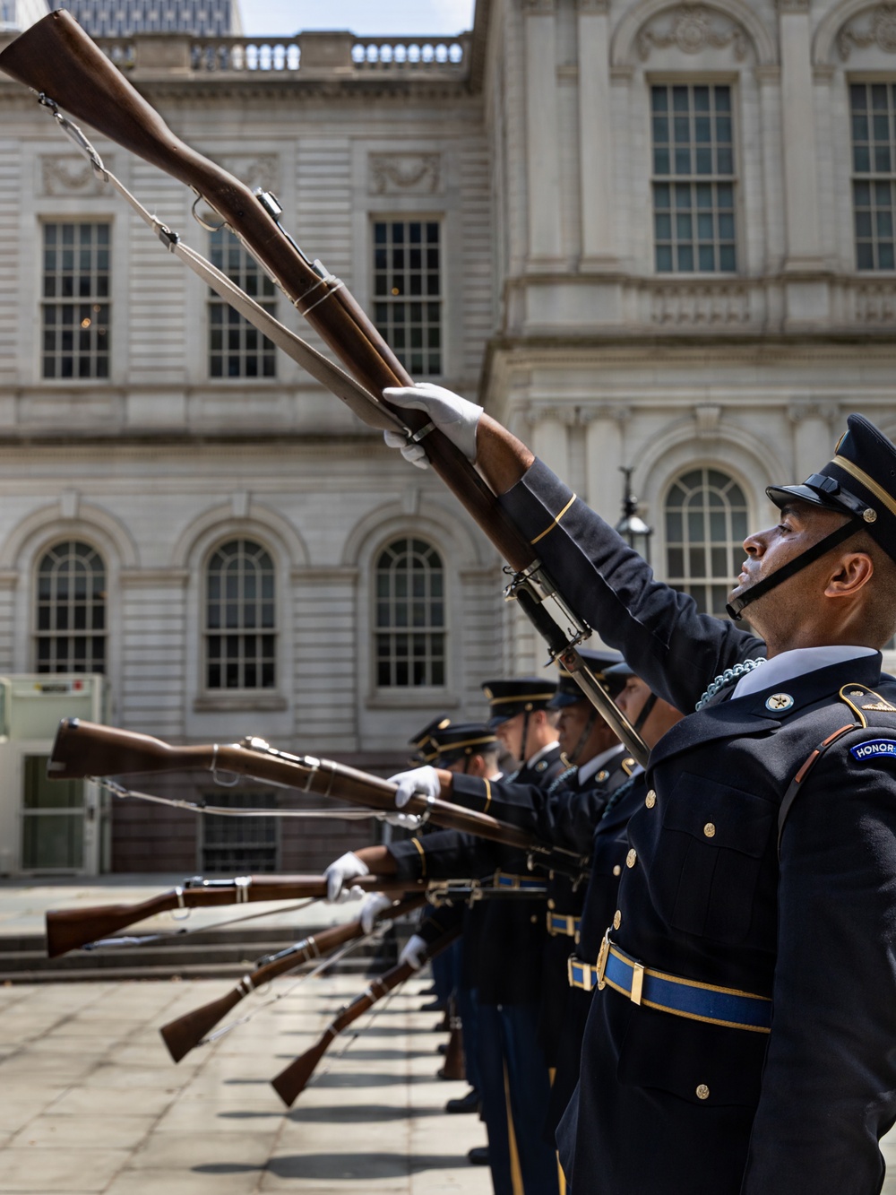 U.S. Army Drill Team Performs at New York CIty Hall during Sail250