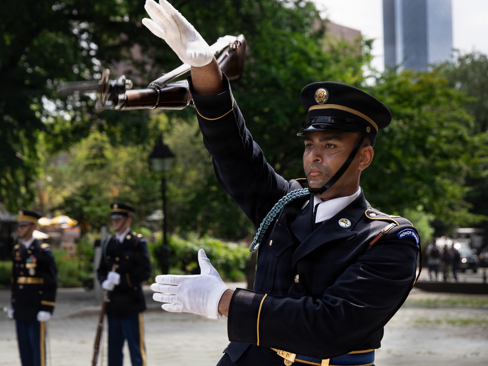 U.S. Army Drill Team Performs at New York CIty Hall during Sail250