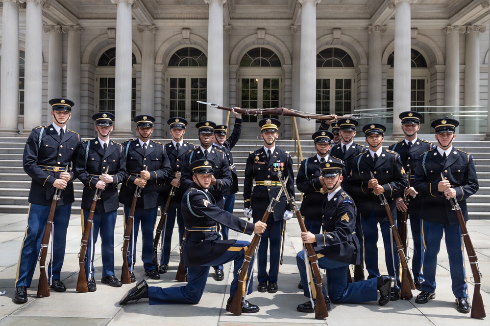 U.S. Army Drill Team Performs at New York CIty Hall during Sail250