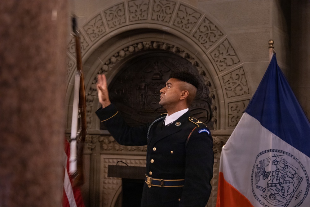 U.S. Army Drill Team Performs at New York CIty Hall during Sail250