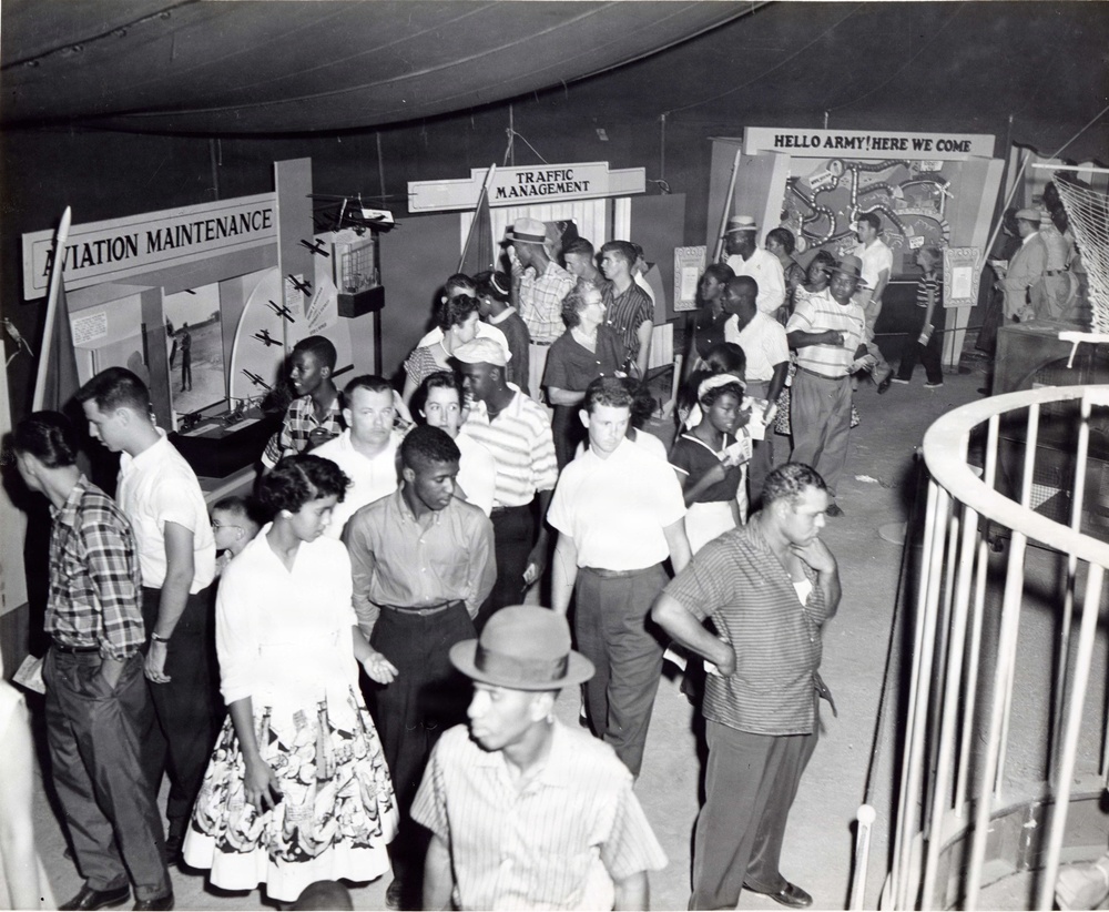 Visitors tour the U.S. Army Transportation Circus displays in the 1950s.