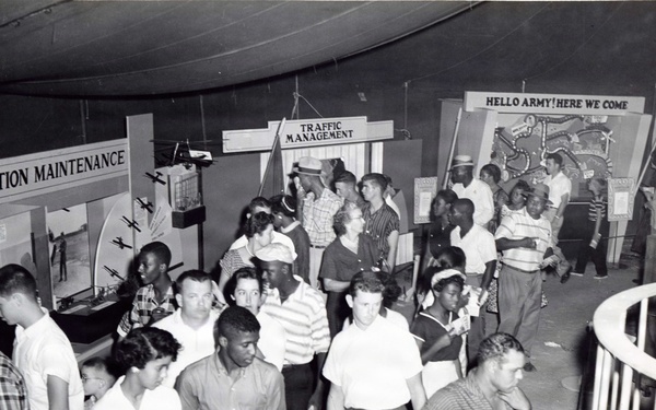 Visitors tour the U.S. Army Transportation Circus displays in the 1950s.