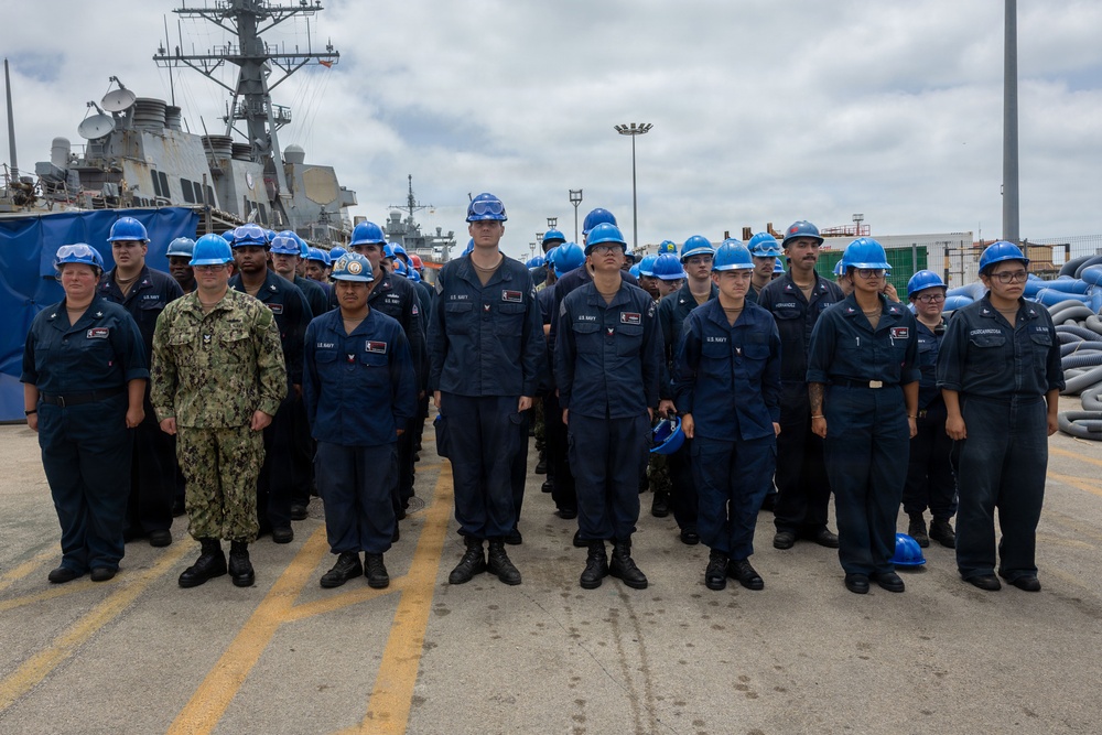 Commander of CTF 64 awards USS Bulkeley (DDG 84) Sailors