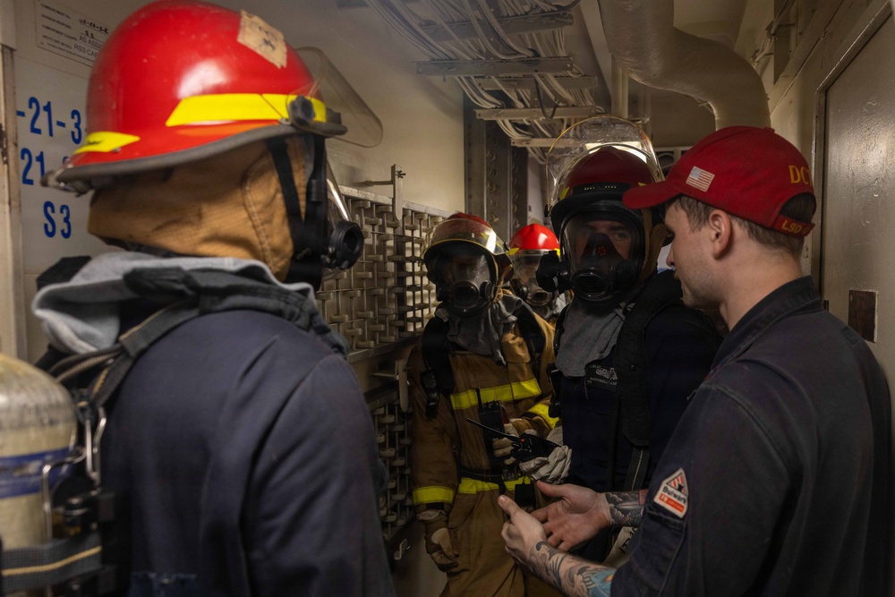 USS Rushmore Conducts Damage Control Drill