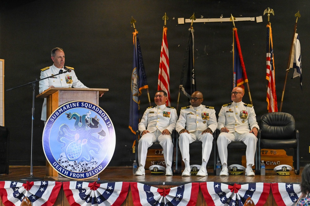 Commander, Submarine Squadron 15 holds change of command