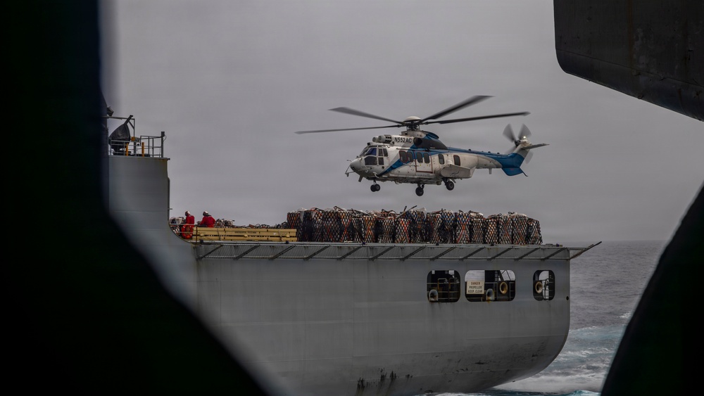 Abraham Lincoln Conducts a Replenishment-at-Sea with USNS Cesar Chavez
