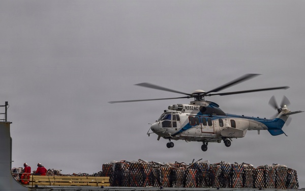 Abraham Lincoln Conducts a Replenishment-at-Sea with USNS Cesar Chavez