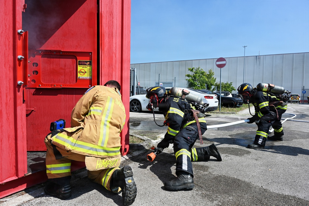 Firefighters Practice Domestic Fire Response in Italy
