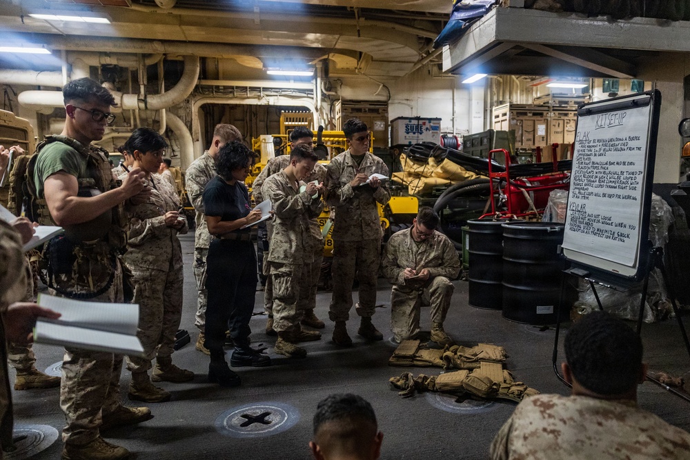 11th MEU Marines, Sailors Attend A Personal Protective Equipment Class Aboard USS Boxer