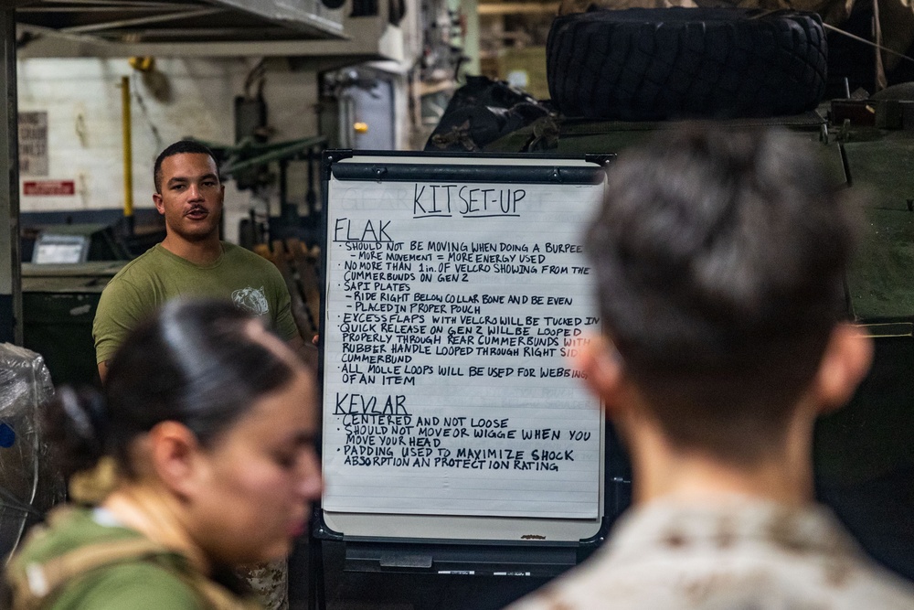 11th MEU Marines, Sailors Attend A Personal Protective Equipment Class Aboard USS Boxer