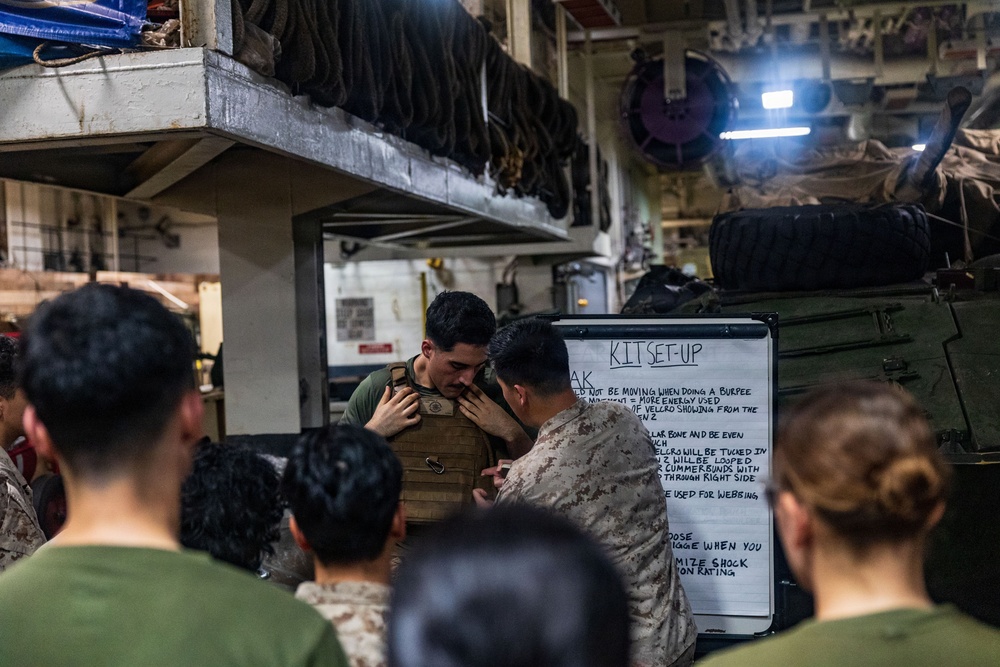 11th MEU Marines, Sailors Attend A Personal Protective Equipment Class Aboard USS Boxer