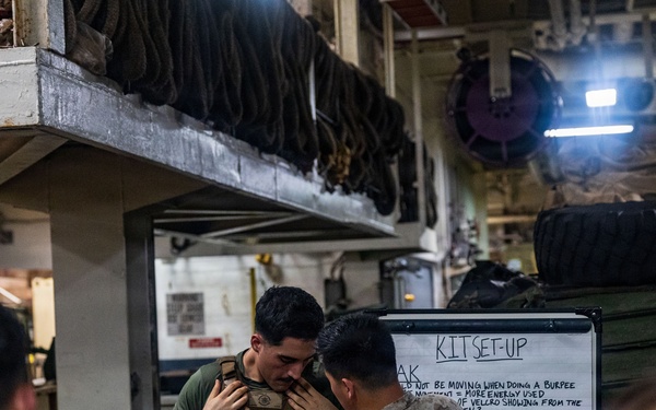 11th MEU Marines, Sailors Attend A Personal Protective Equipment Class Aboard USS Boxer