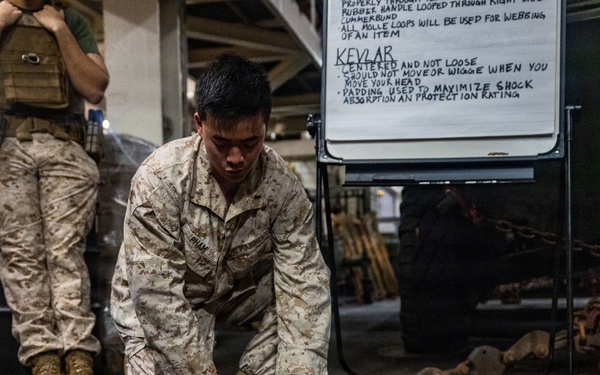 11th MEU Marines, Sailors Attend A Personal Protective Equipment Class Aboard USS Boxer