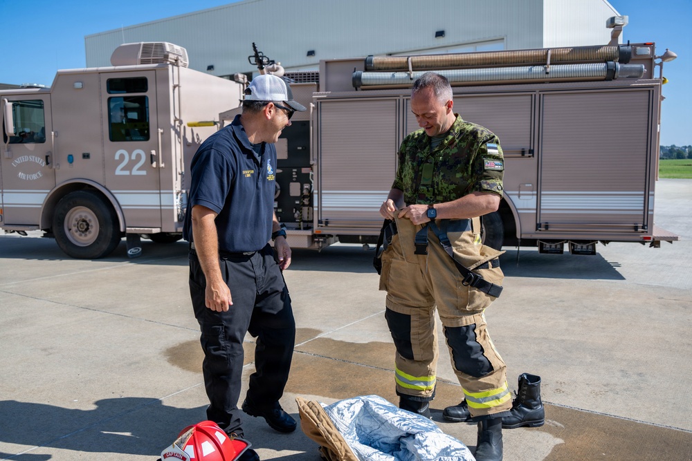 An Estonian Air Force reservist visited Ebbing ANGB as part of the MREP