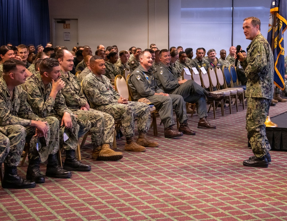 Commander, Navy Personnel Command Rear Adm. Kevin Kennedy and FORCM Bill Houlihan visit Naval Air Station Jacksonville