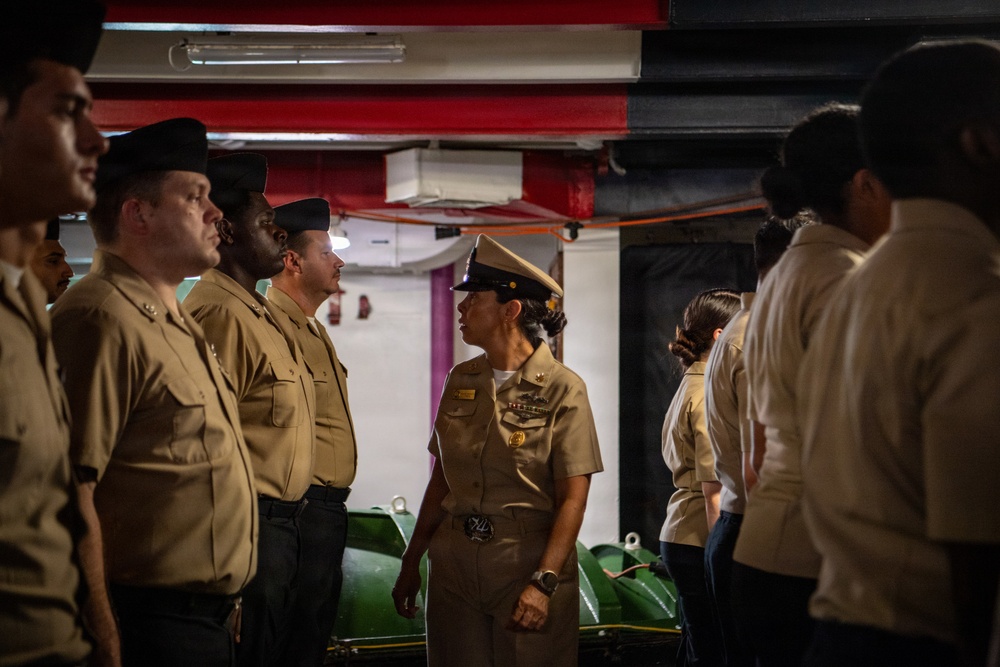 USS John C. Stennis CMC Inspects Uniforms
