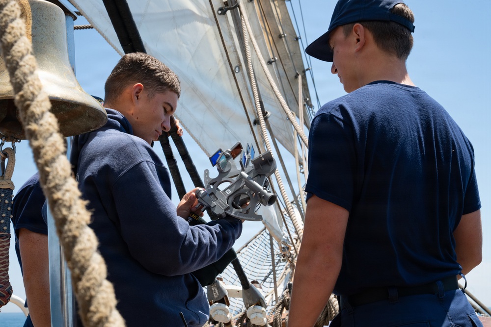 CGA Cadets Train in celestial navigation aboard USCGC Eagle