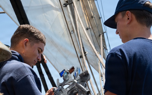 CGA Cadets Train in celestial navigation aboard USCGC Eagle