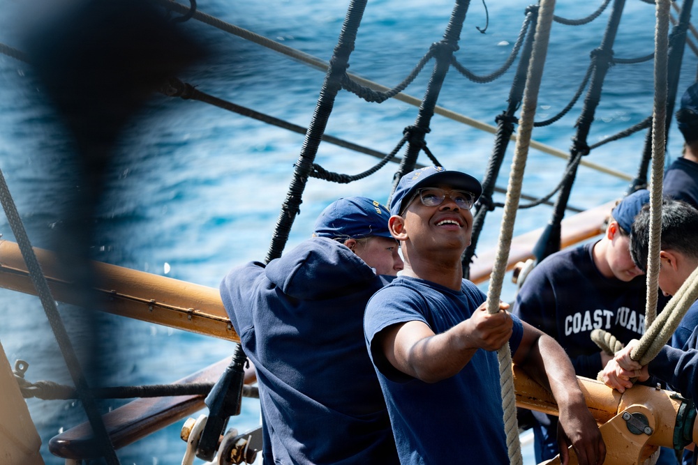 CGA Cadets train in celestial navigation aboard USCGC Eagle