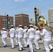 Navy Band Northeast proudly marched through downtown Boston during the Crew and Cadet Parade as part of Sail Boston.