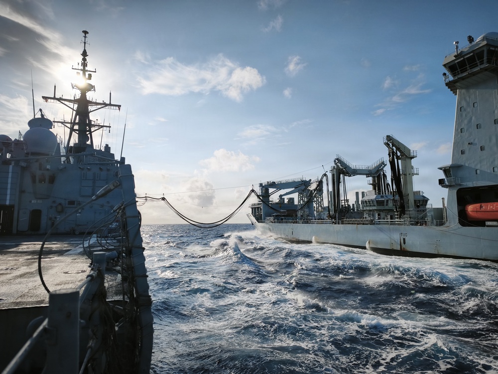 Spanish Navy Ship conducts a replenishment at sea with Royal Canadian Navy during RIMPAC 2026