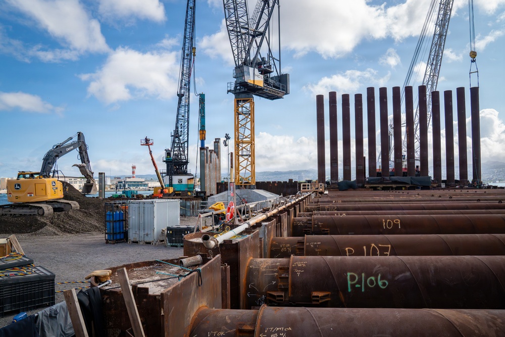 Pile Driving, Batch Plant Expansion and Dewatering Preparations at Dry Dock 5 (P-209)