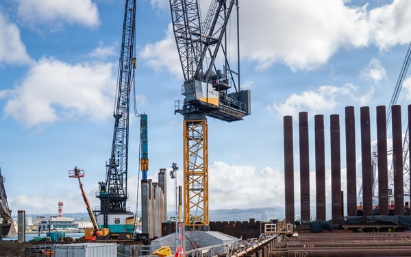 Pile Driving, Batch Plant Expansion and Dewatering Preparations at Dry Dock 5 (P-209)