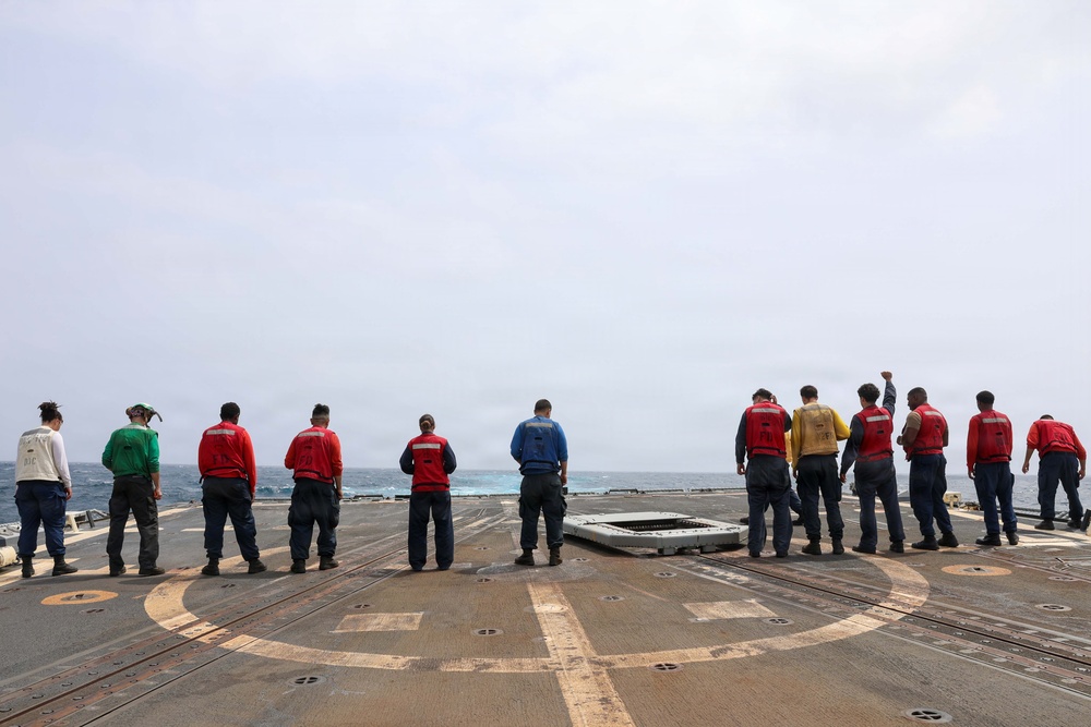 John Finn Conducts Flight Quarters