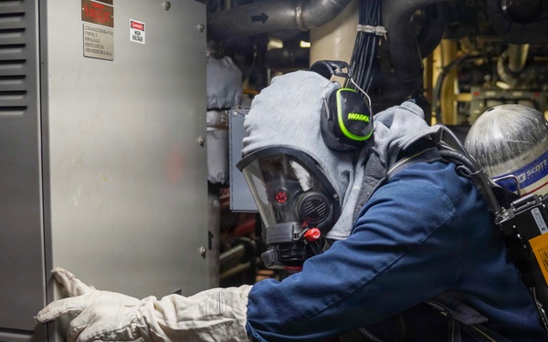 USS Cooperstown Conducts a Main Space Fire Drill.