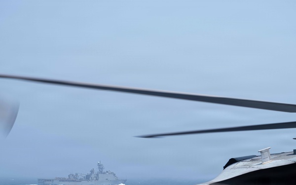 USS Boxer, USS Comstock, USNS Cesar Chavez Conduct VERTREP