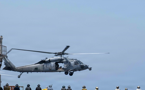 USS Boxer, USS Comstock, USNS Cesar Chavez Conduct VERTREP