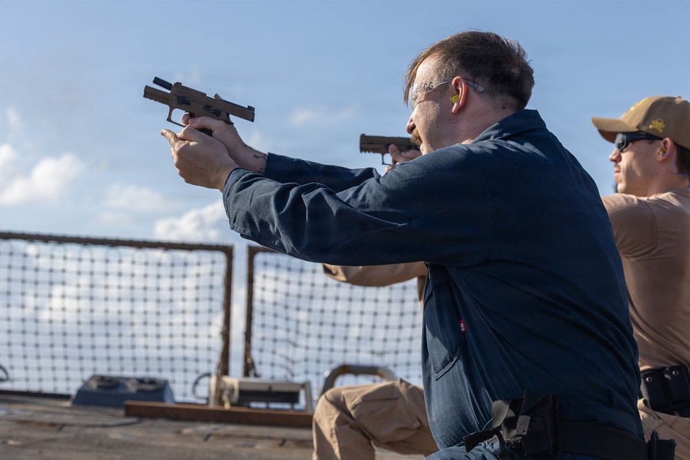USS Truxtun Conducts Small Arms Exercise