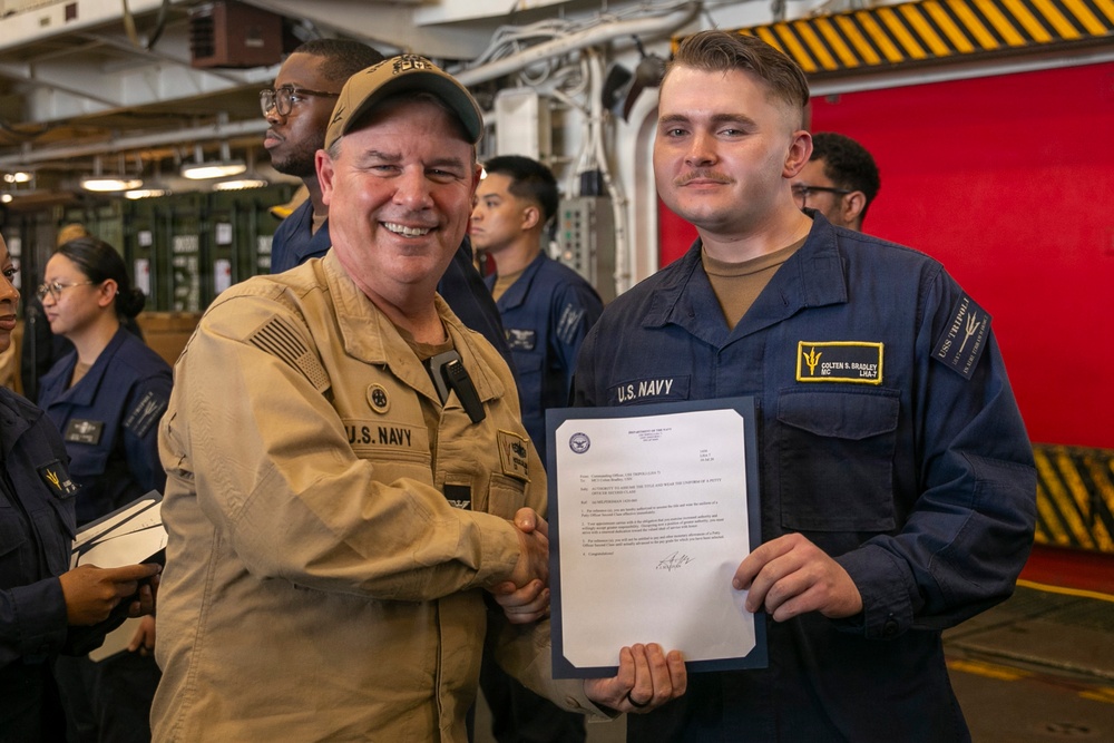 Frocking Ceremony Aboard USS Tripoli