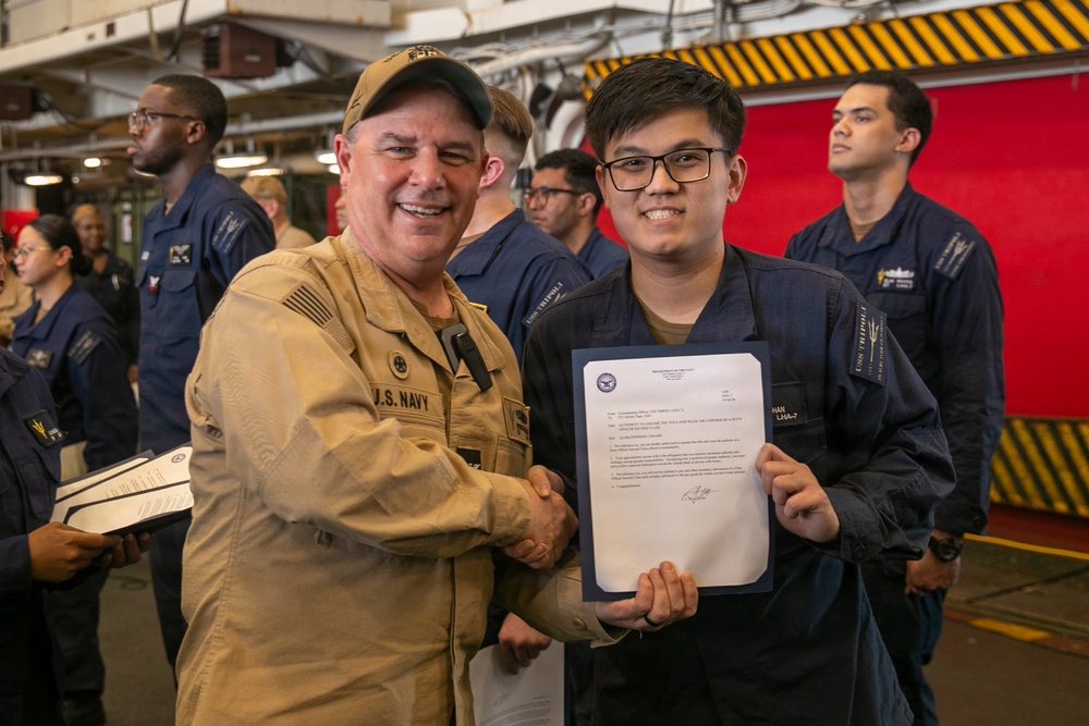 Frocking Ceremony Aboard USS Tripoli