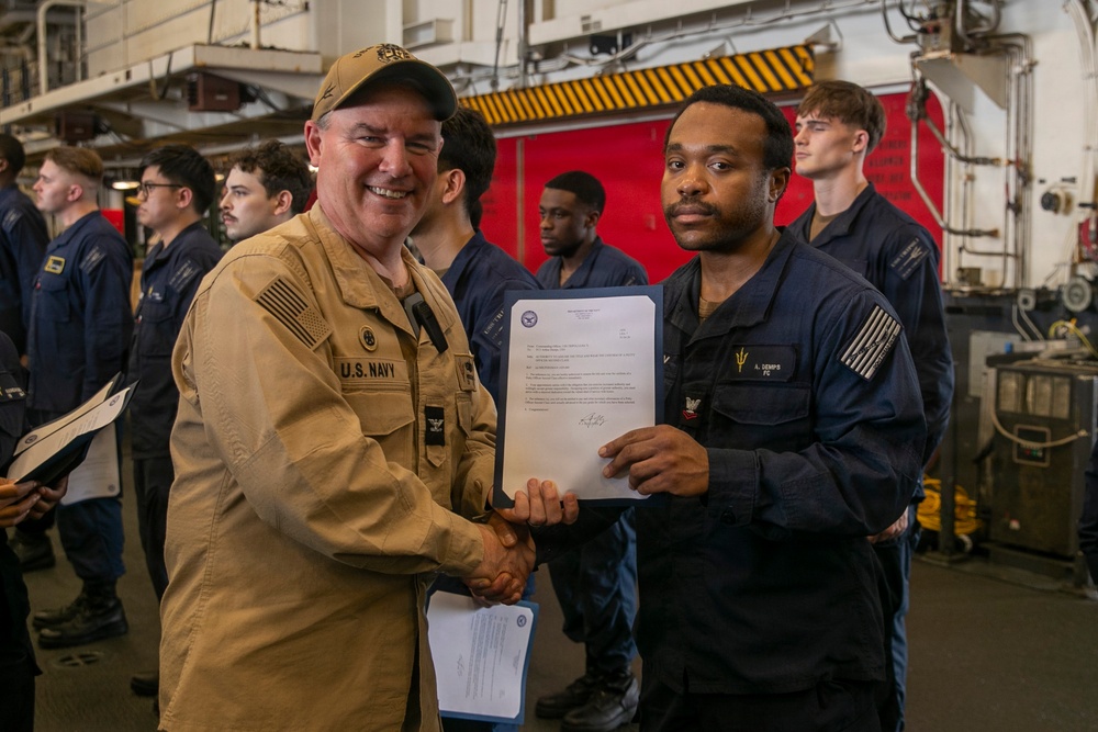 Frocking Ceremony Aboard USS Tripoli