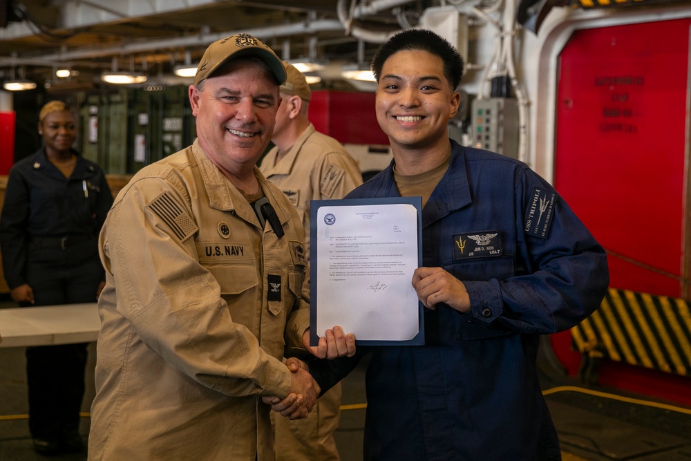 Frocking Ceremony Aboard USS Tripoli