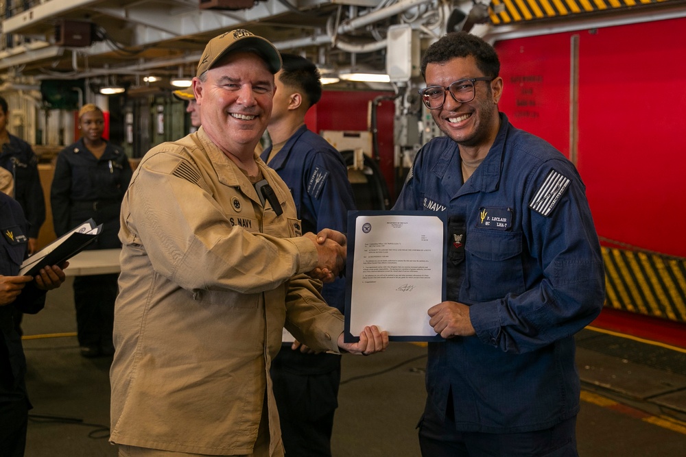 Frocking Ceremony Aboard USS Tripoli